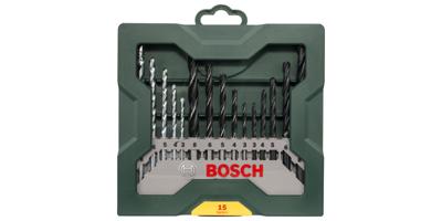 Bosch Accessories Mini-X-Line Mixed set, 15-delig, 5 steen-, 5 metaal-, 5 houtboren