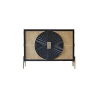 Tikamoon - Buffetkast van zwart massief mangohout en rotan Sina 115 cm - thumbnail