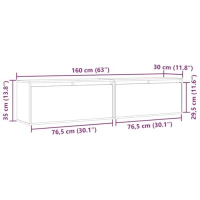 Wandkasten 2 st 80x30x35 cm massief grenenhout