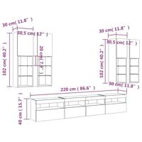 7-delige Tv-wandmeubelset met LED-verlichting wit - thumbnail