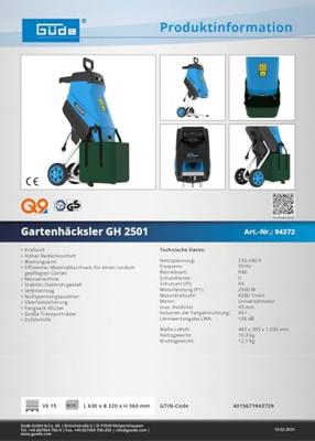 GÜDE GH 2501 Messenhakselaar Elektrisch 2500 W - thumbnail