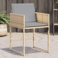 Tuinstoelen 4 st met kussens poly rattan gemengd beige - thumbnail