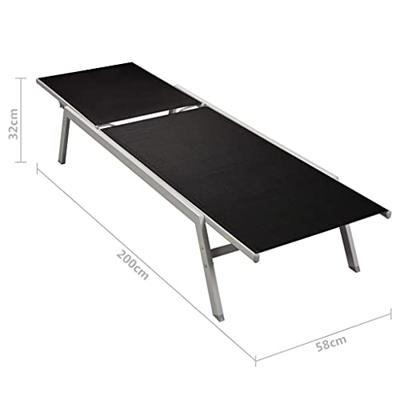 Ligbedden 2 st met tafel staal en textileen zwart - thumbnail