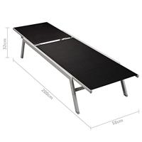 Ligbedden 2 st met tafel staal en textileen zwart - thumbnail