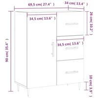 Dressoir 69,5x34x90 cm bewerkt hout grijs sonoma eikenkleurig - thumbnail