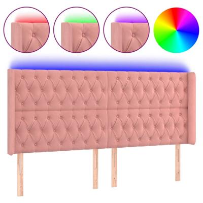 Hoofdbord LED 183x16x118/128 cm fluweel roze