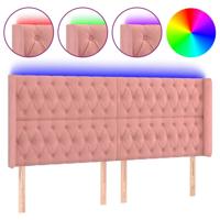 Hoofdbord LED 183x16x118/128 cm fluweel roze - thumbnail