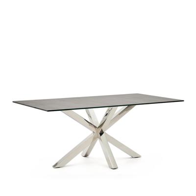 Kave Home Eettafel 'Argo' Iron Moss Keramiek, 180 x 100cm, kleur Zilver