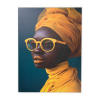 Poster met lijst vrouw met bril - multikleur - 50x70 cm - thumbnail