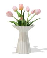 HEMA Vaas ⌀17x21cm keramiek ribbel kraag wit (wit) - thumbnail