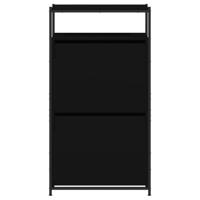 Schoenenkast 60x34x112 cm bewerkt hout zwart - thumbnail