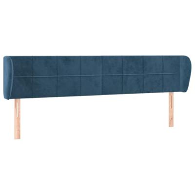 Hoofdbord met randen 163x23x78/88 cm fluweel donkerblauw