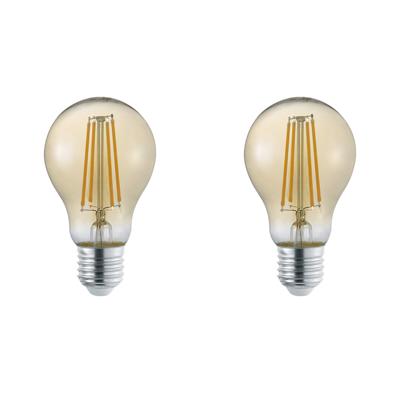 LED Lamp - Trion Lamba - Set 2 Stuks - E27 Fitting - 4W - Warm Wit 3000K - Amber - Glas