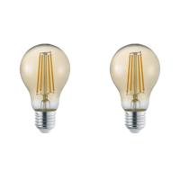 LED Lamp - Trion Lamba - Set 2 Stuks - E27 Fitting - 4W - Warm Wit 3000K - Amber - Glas - thumbnail