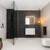 Aqua Splash Badmeubel AQS Valencia Carrara Mat 60 of 80 cm met Twee Lades Solid Surface - Badmeubel Valencia 60 cm (0 Kraangaten) - thumbnail