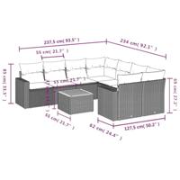 9-delige Loungeset met kussens poly rattan beige - thumbnail