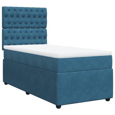 Boxspring met matras fluweel donkerblauw 140x190 cm