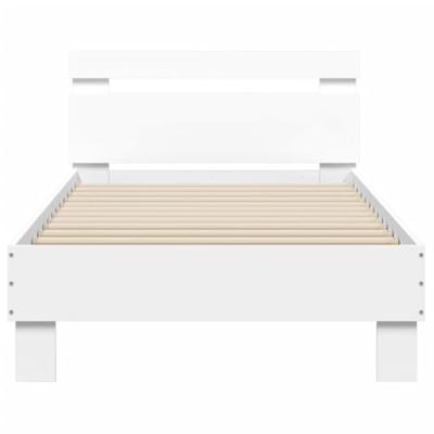 Bedframe met hoofdbord en LED-verlichting wit 75x190 cm