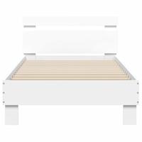 Bedframe met hoofdbord en LED-verlichting wit 75x190 cm - thumbnail