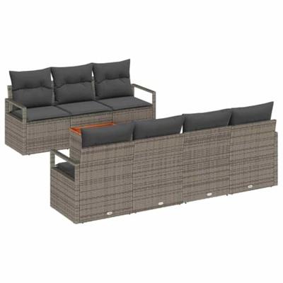 Tuinbankenset met opslag 8 pcs Grijs poly rattan