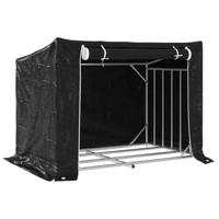 VidaXL Haardhoutrek met regenhoes 150,5x100,5x110,5 cm staal - thumbnail