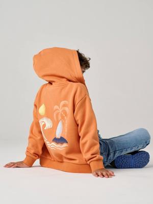 Sweater met rits voor jongens met capuchon sinaasappel