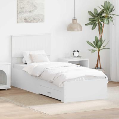 Bedframe met lade Wit en Zilver 75 x 190 cm Bewerkt hout