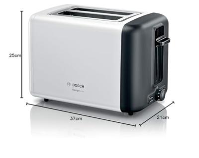 Bosch Haushalt TAT3P421DE Broodrooster Met geïntegreerde broodopzet Wit, Grindmat, grijs Bosch Haushalt TAT3P421DE Broodrooster Met geïntegreerde broodopzet Wit, Grindmat, grijs