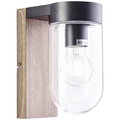 BRILLIANT Wandlamp voor Buiten CABAR - E27 - 1x40W - Donker hout en zwarte kleuren