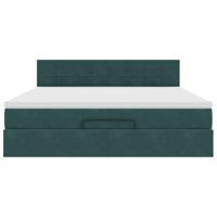Ottoman bed met matras 160x200cm fluweel donkergroen - thumbnail