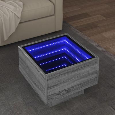 Bijzettafel met LED 40x40x30 cm bewerkt hout grijs sonoma eiken Bijzettafel met LED 40x40x30 cm bewerkt hout grijs sonoma eiken