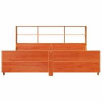 Bed met boekenkast zonder matras hout wasbruin 200x200 cm - thumbnail