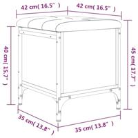 Opbergbankje 42x42x45 cm bewerkt hout grijs sonoma eikenkleurig - thumbnail