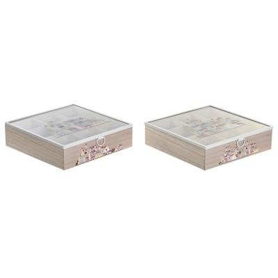 Box for Infusions DKD Home Decor Kristal Metaal Multicolour Hout MDF (24,5 x 24,5 x 6 cm) (2 Stuks) Box for Infusions DKD Home Decor Kristal Metaal Multicolour Hout MDF (24,5 x 24,5 x 6 cm) (2 Stuks)