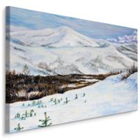 Schilderij - Berglandschap met Sneeuw, Premium Print op canvas - thumbnail