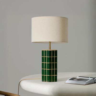 Kave Home Tafellamp 'Rue' Keramiek incl. kap, kleur groen / ecru