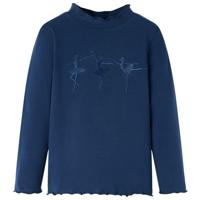 Kindershirt lange mouwen ballerinaprint 128 marineblauw - thumbnail