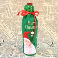 Merry Christmas Santa Claus Christmas Dinner Table decoratie Champagne wijn fles zak - thumbnail