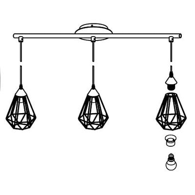 Eglo Vintage eettafel hanglampTarbes 3-lichts zwart - 94189