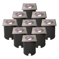 Set van 9 Cody - Smart LED Grondspot - IP67 waterdicht - 5,5 Watt 345 Lumen - Kantelbaar - Overrijdbaar - Vierkant - Wifi + Bluetooth - RGBWW - GU10 - Google Home, Amazon Alexa en Siri - RVS - thumbnail