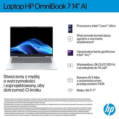HP OmniBook 7 AI 14-fr0221nw Ultra 5 225U 14"2K 300nits AG 16GB LPDDR5-5200 SSD512 Intel Graphics Cam 5 Mpx IR 68Wh Win11 Glacial Silver 2Y HP OmniBook 7 AI 14-fr0221nw Ultra 5 225U 14"2K 300nits AG 16GB LPDDR5-5200 SSD512 Intel Graphics Cam 5 Mpx IR 68Wh Win11 Glacial Silver 2Y