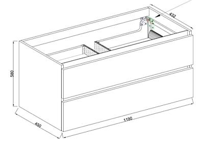 Wiesbaden Onderkast Marmaris 2 Laden En 1 Uitsparing 120 cm Exclusief Topblad Mat Zwart