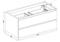 Wiesbaden Marmaris losse onderkast + 2 laden 1 uitsparing mat zwart 120 cm - thumbnail