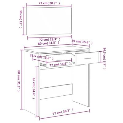 Kaptafel met spiegel 80x39x80 cm wit
