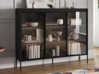 Vitrinekast TRAINING 3 deuren zwart eik met led - thumbnail