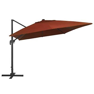 VidaXL Zweefparasol met led-verlichting 400x300 cm terracottakleurig