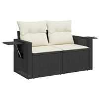 5-delige Loungeset met kussens poly rattan zwart - thumbnail