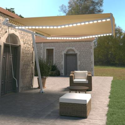 Luifel handmatig uittrekbaar met LED 400x350 cm geel en wit