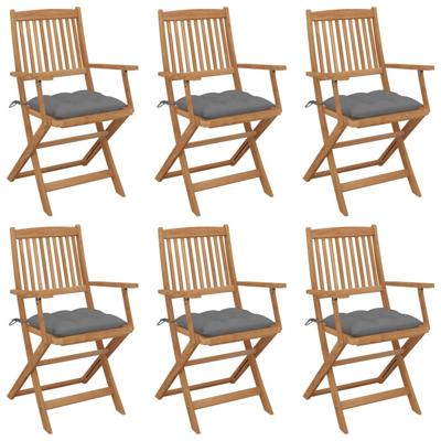 Tuinstoelen 6 st inklapbaar met kussens massief acaciahout
