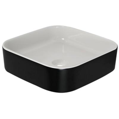 Opbouwwastafel BWS Fresh Keramiek 42x42 cm Zonder Overloop, Zonder Kraangat Wit/Mat Zwart